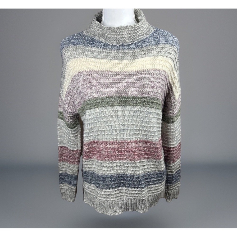 American Eagle Striped Sweater Womens Small‎ Multicolor Excellent Mock Neck Boho